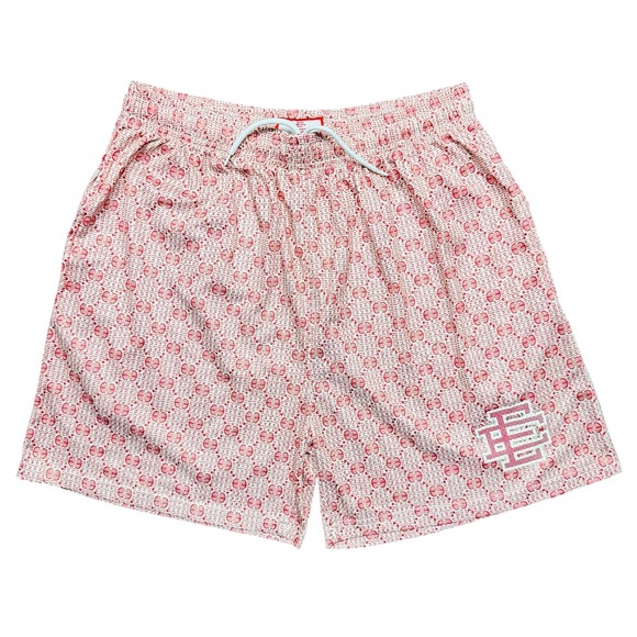 Eric Emanuel Shorts Mens XL Red White Geometric Lined Stretch Drawstring Pockets - Picture 1 of 8